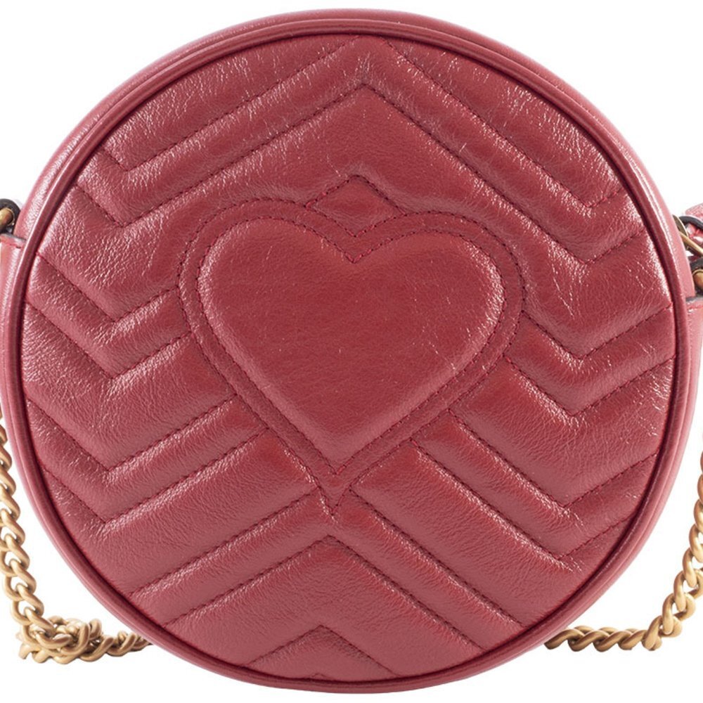 GUCCI Red Leather GG Marmont Shoulder Bag - Picture 3 of 16